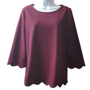 ANDREE Womens Scalloped Dressy Blouse size Medium